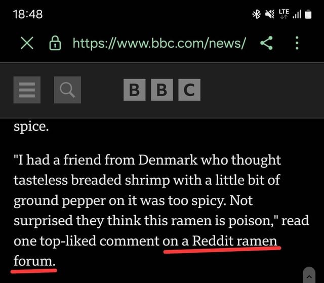BBC calls r/Korea a “Reddit ramen forum” lmao.