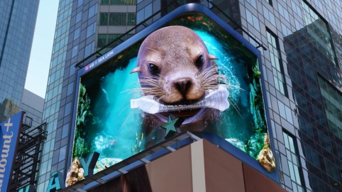 LG releases sea lion-themed animal conservation video in Times Square