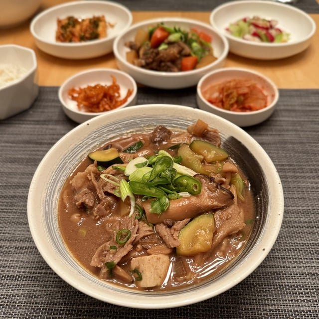 Chadolbaegi and mushroom doenjang jjigae night