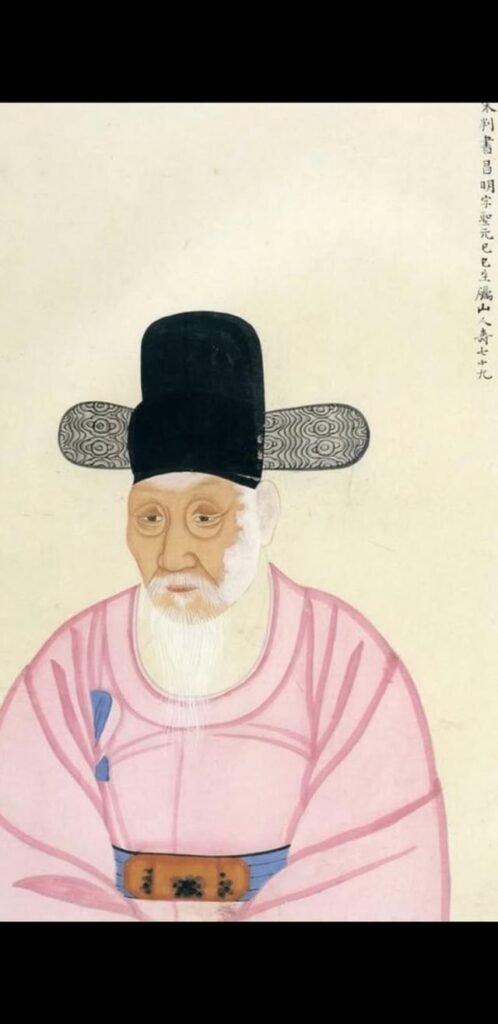 A portrait from the Joseon Dynasty showing a person with vitiligo