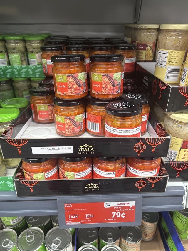 My grocery store selling unrefrigerated 79c shelf stable kimchi from China