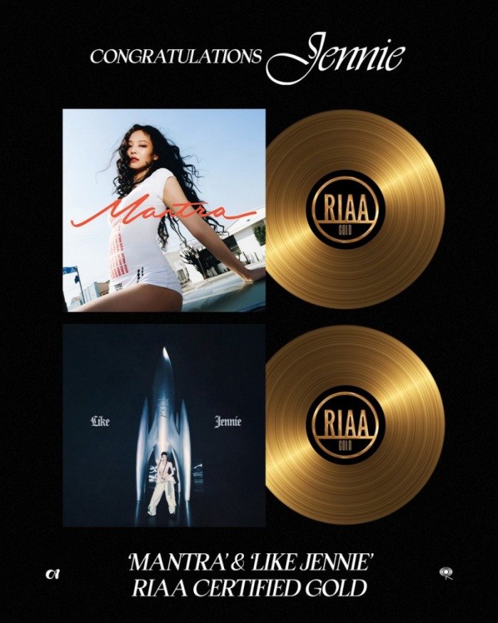 Jennie sets new K-pop solo record with latest RIAA Gold certifications
