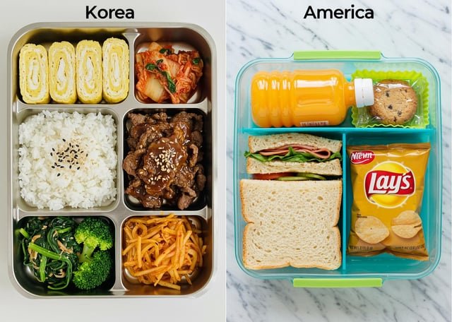 What did school lunch look like in your country? 🇰🇷🇺🇸