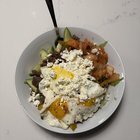 Korean fusion: ground beef, kimchi, avocado, fried eggs & feta