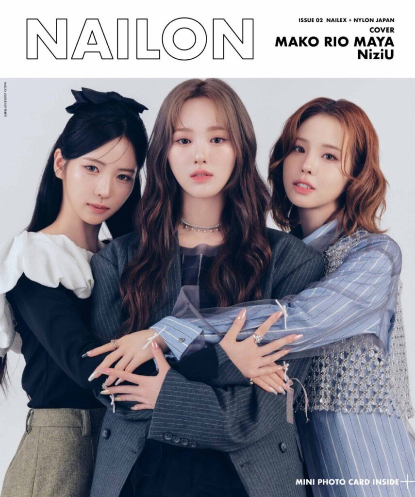 NiziU’s Mako, Rio, and Maya Bring Editorial Edge to NAILON’s Double Cover