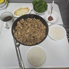 A simple dinner I made for someone I care about 🍚💛 (Korean bulgogi with perilla wrap & corn cheese)