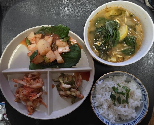 Rate my Korean meal. I’ve never done such a full meal at once 😂