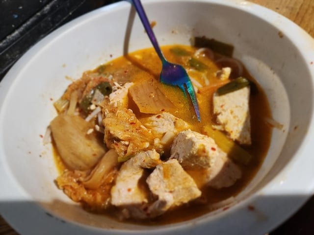 I wish I could recall how long ago I made this Kimchi, but its cheesy and sour and delish in Jjigae