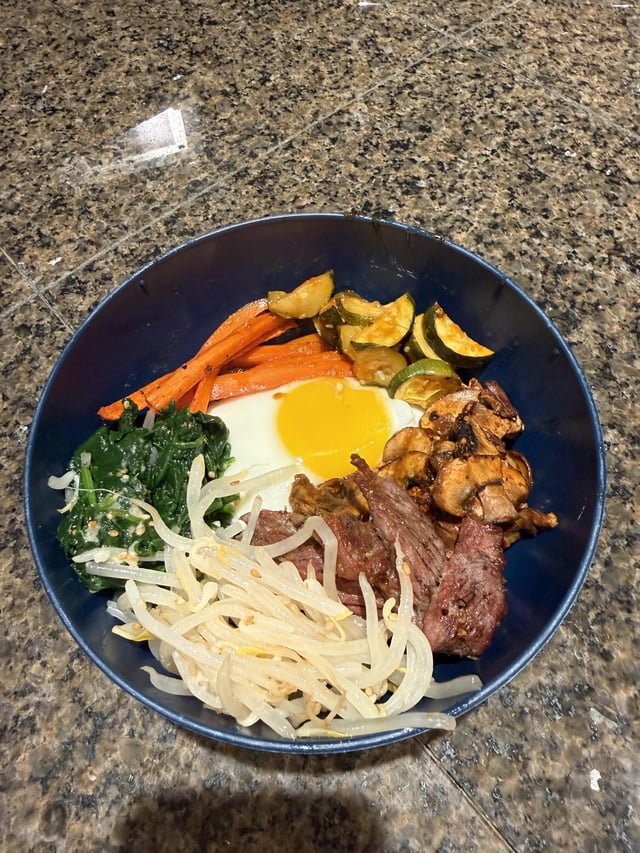 First time making Korean food [Bibimbap]