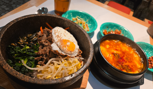 Stone Bowl Beef Bibimbop and Tofu Clam stew.