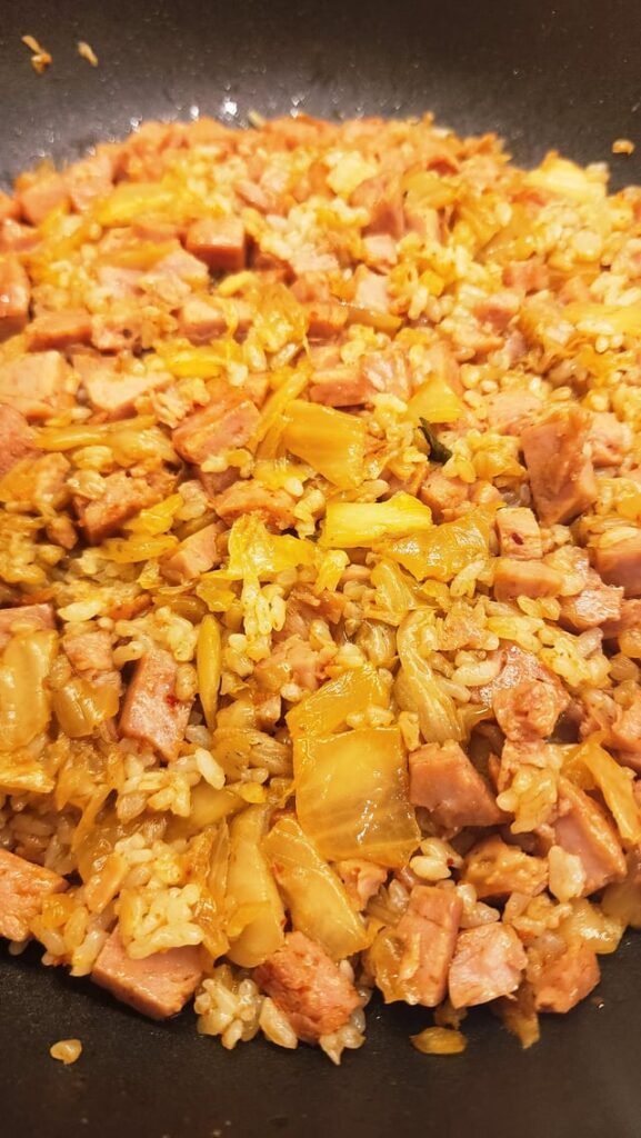 Kimchi fried rice with spam