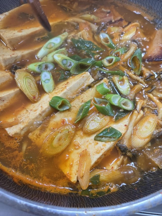 Spam, tofu, and kimchi stew