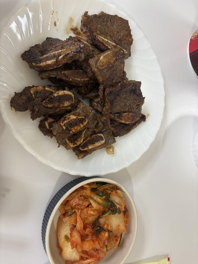Marinated short ribs + kimchi