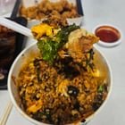 Lazy day delivery meal with bibimbap and crispy chicken