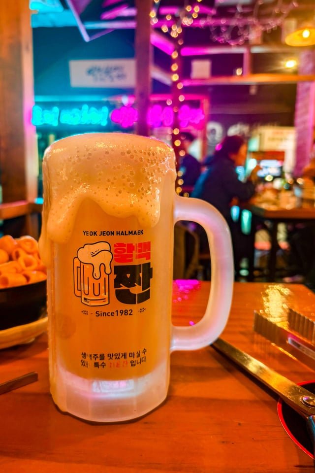 Very cold ice BEER at Yeokjeon halmaek