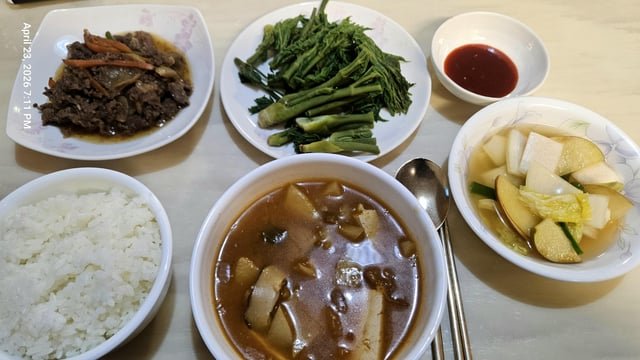 Our usual dinner at home