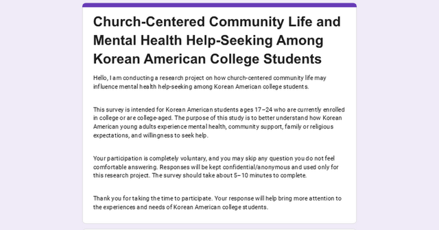 Korean Research Participants needed!