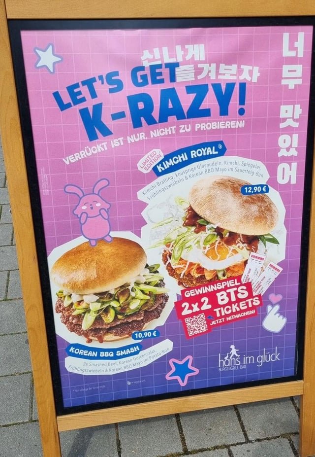 German burger chain restaurant now selling korean kimchi burgers
