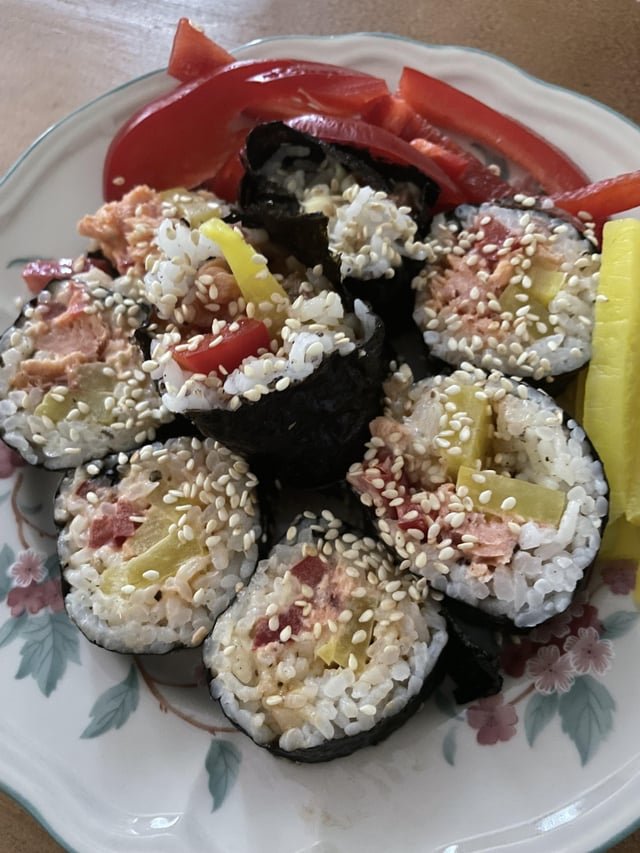 Gimbap again for dinner with Trader Joe’s Tinned smoked trout.