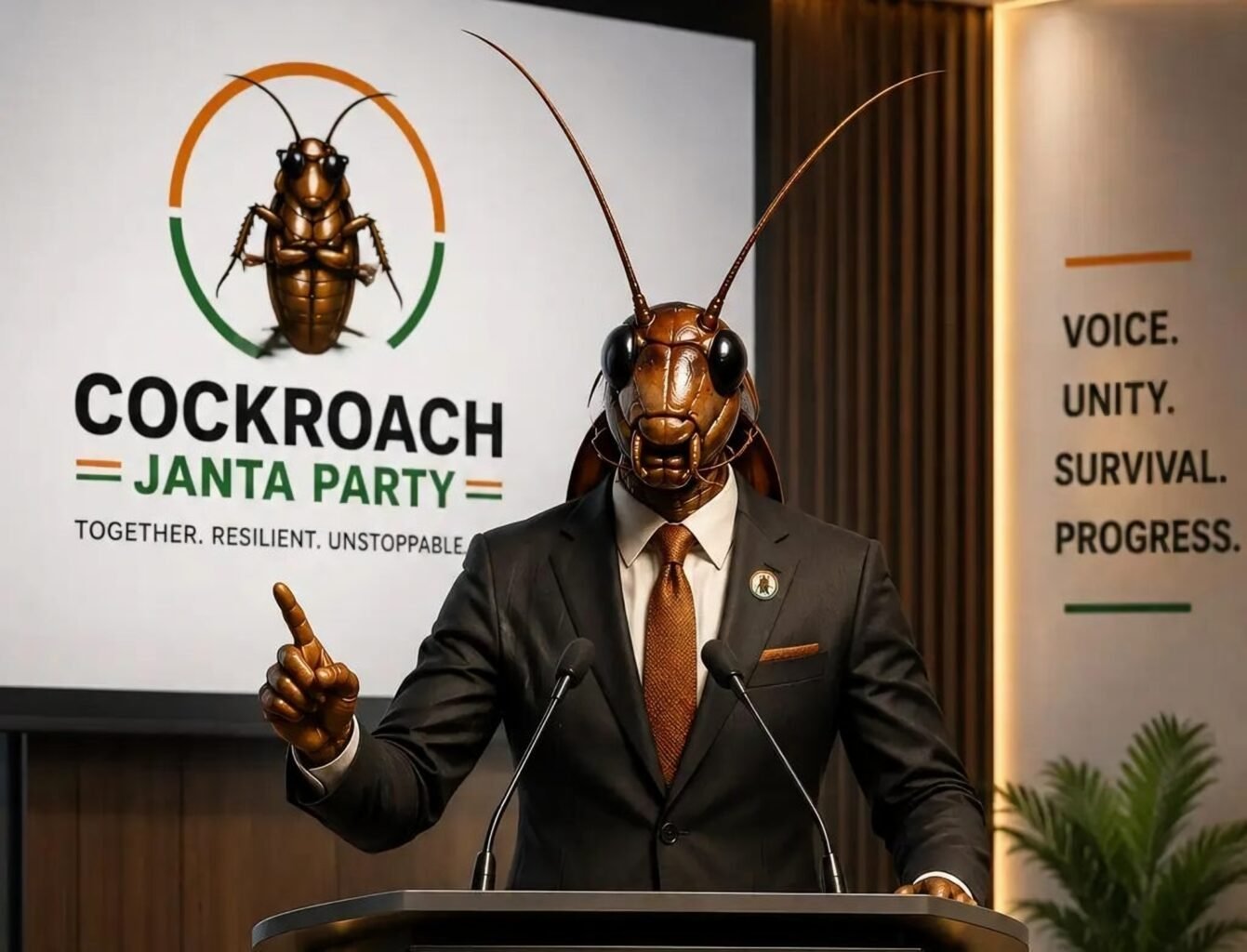 Frustrated Indian youth flock to political party led by cockroach