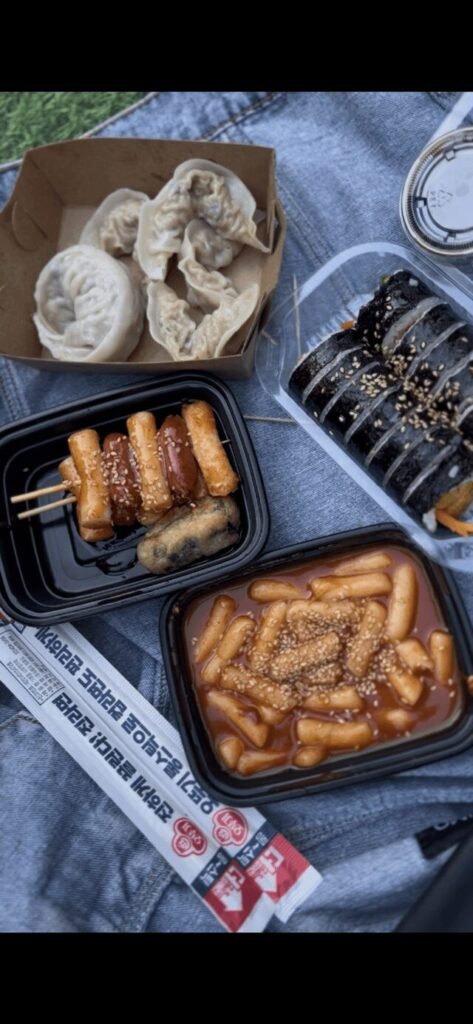 Picnic day with my best friend, Korean street food