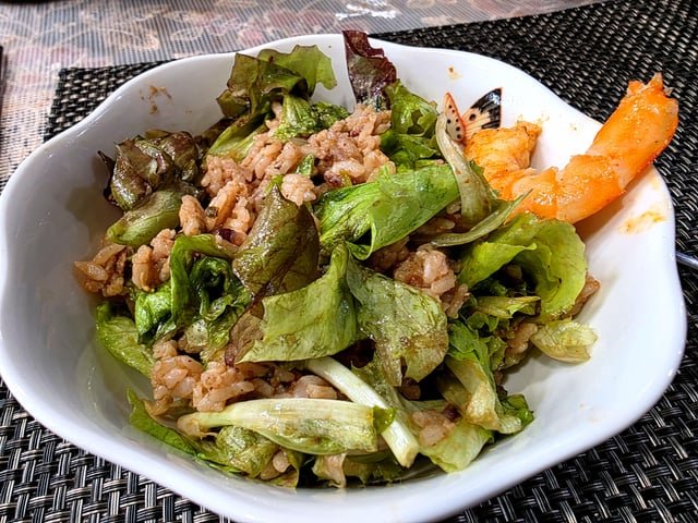 Breakfast – Sangchu Geotjeori Bap (or Bibimbap?) with Seasoned Steamed Shrimp