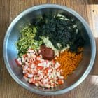 Bibimbap in a metal mixing bowl!