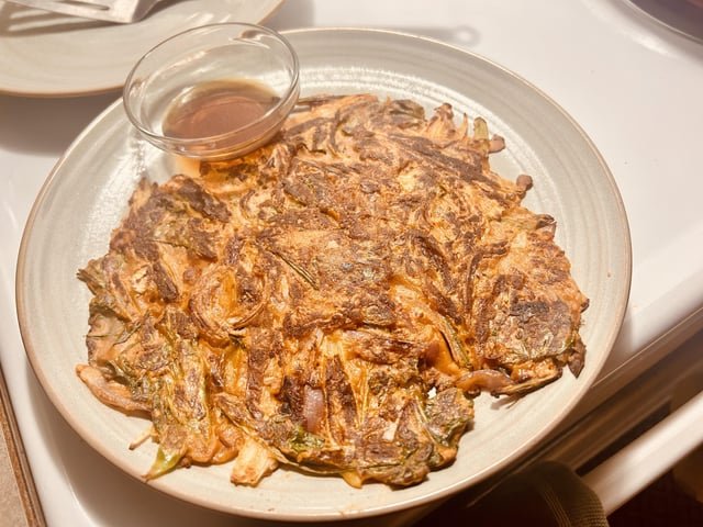 How did I do? Made kimchee pancake for the first time.