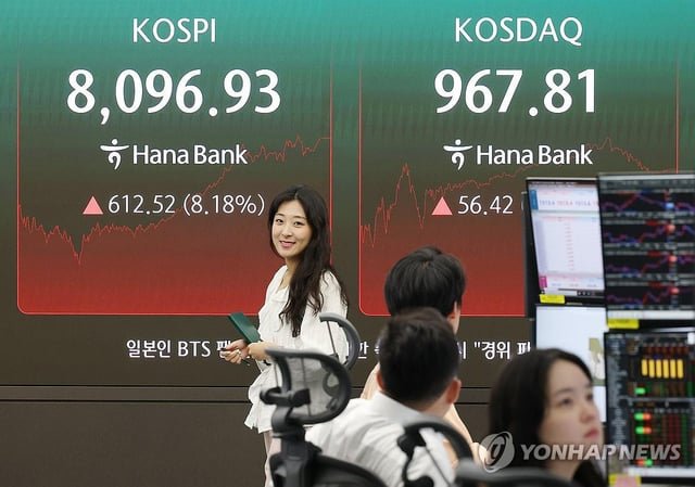 Seoul shares surge over 8 pct on AI confidence, Iran-Israel ceasefire; won sharply up