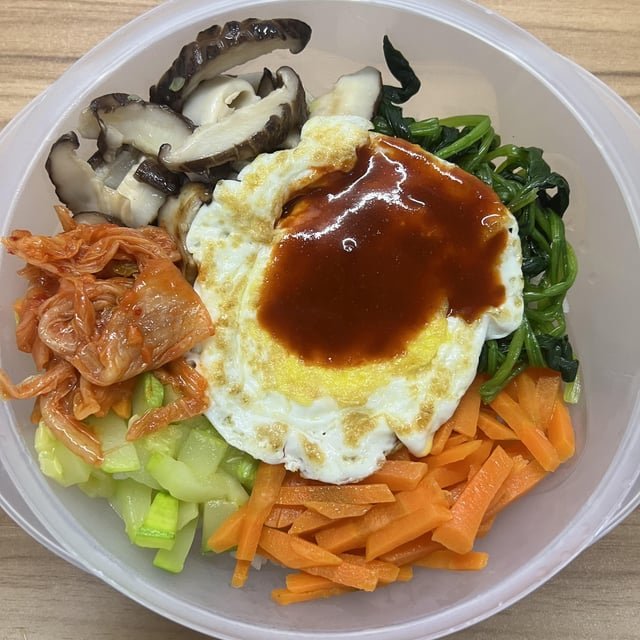 Made bibimbap for lunch with whatever I had in the fridge