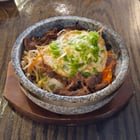 Restaurant food: hot-stone bibimbap, bulgogi, soon tofu, steamed eggs